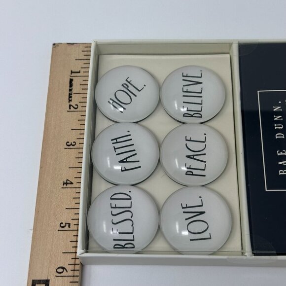 Rae Dunn Glass-Dome Magnet Set BLESSED FAITH HOPE LOVE PEACE BELIEVE New Gift - Picture 6 of 7